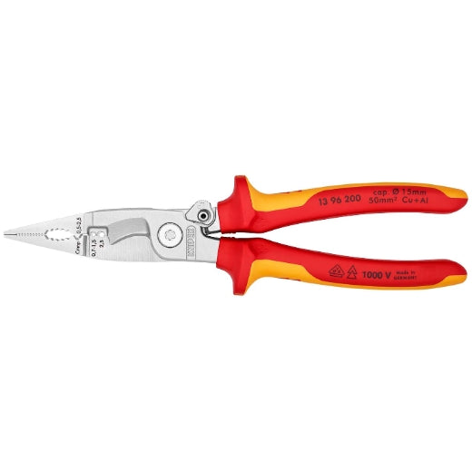 Elektroinstallationszange Knipex verchromt VDE 200 mm