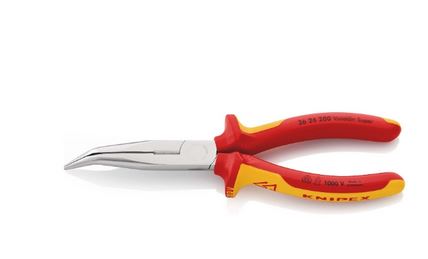 Storchschnabelzange VDE Knipex poliert gebogen200 mm mit Mehrkomponenten-Griff
