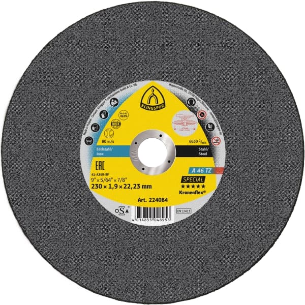 Trennscheibe Klingspor Kronenflex® A 46 TZ Special für Stahl/Edelstahl 230x1,9 mm gerade