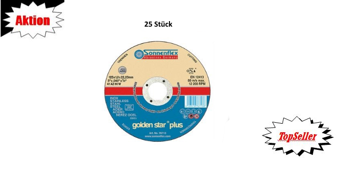 Trennscheibe Sonnenflex  25 Stück golden star plus 125x1,0 mm  AKTION ( bis 31.12.2025)