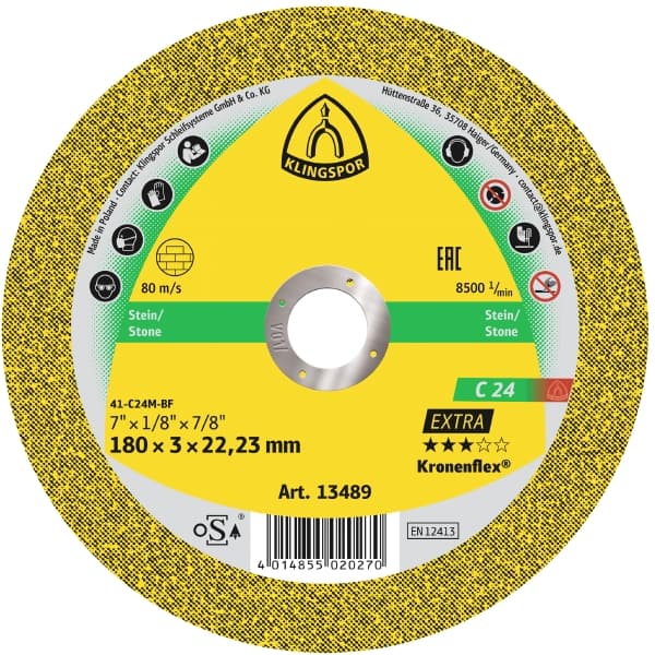 Trennscheibe Klingspor Kronenflex® C 24 Extra gekröpft  für Stein und Beton (VE25)